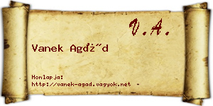 Vanek Agád névjegykártya